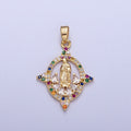 Micro Paved CZ Open Oval Geometric Mother Mary Religious Pendant | H001