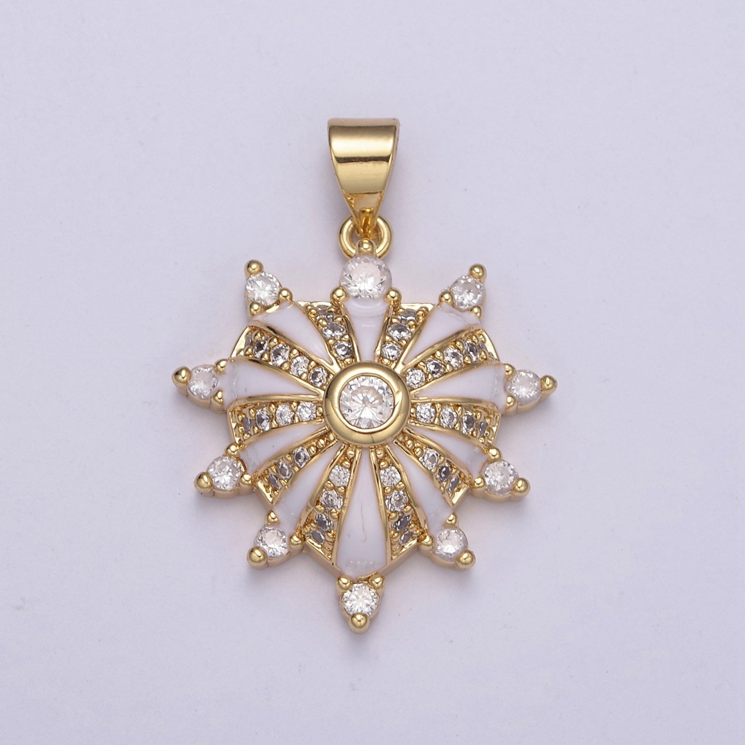 24K Gold plated 27mm White, Red, Black, Pink Enamel Micro Paved CZ Heart Pendant | H436 - H441