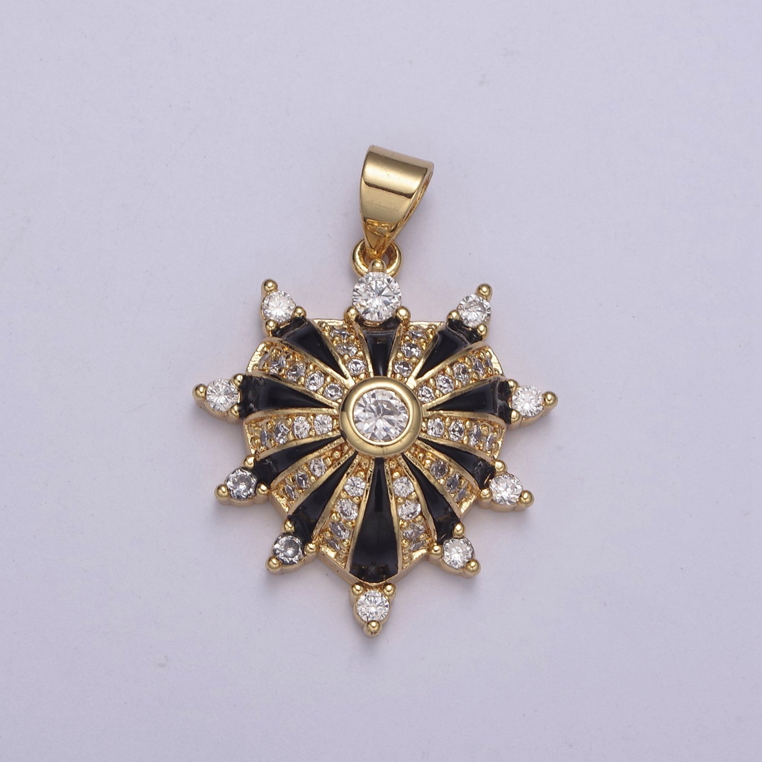 24K Gold plated 27mm White, Red, Black, Pink Enamel Micro Paved CZ Heart Pendant | H436 - H441