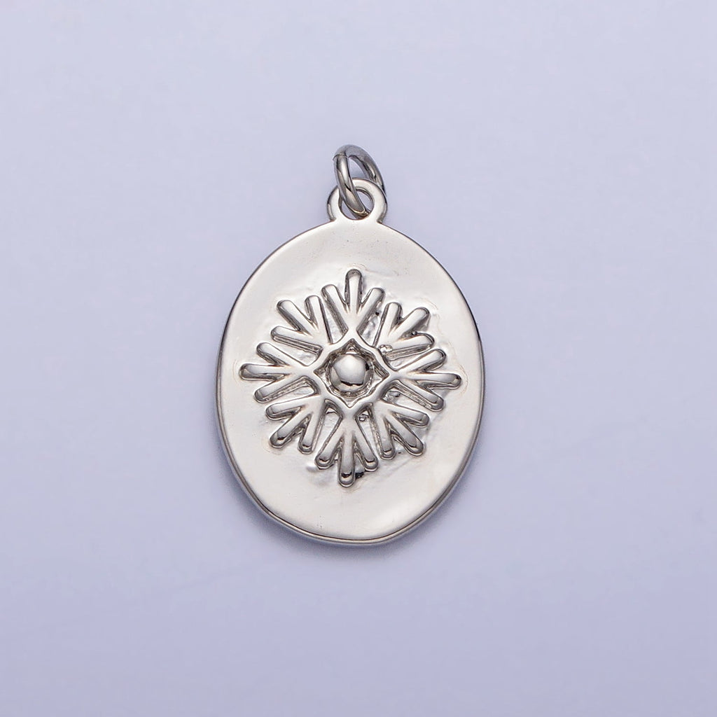 Double Sided Portrait of Victorian Lady Flower Pearl Cameo Oval Charm in Gold & Silver | AC299 AC300