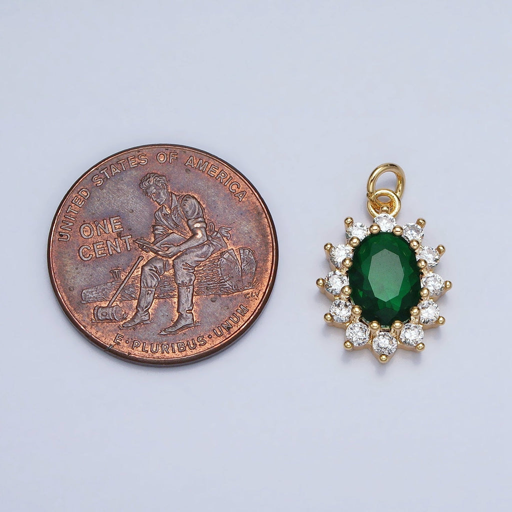 16K Gold plated Emerald Green Oval Celestial Sun Star Add-On Charm in Gold & Silver | AC962 AC963