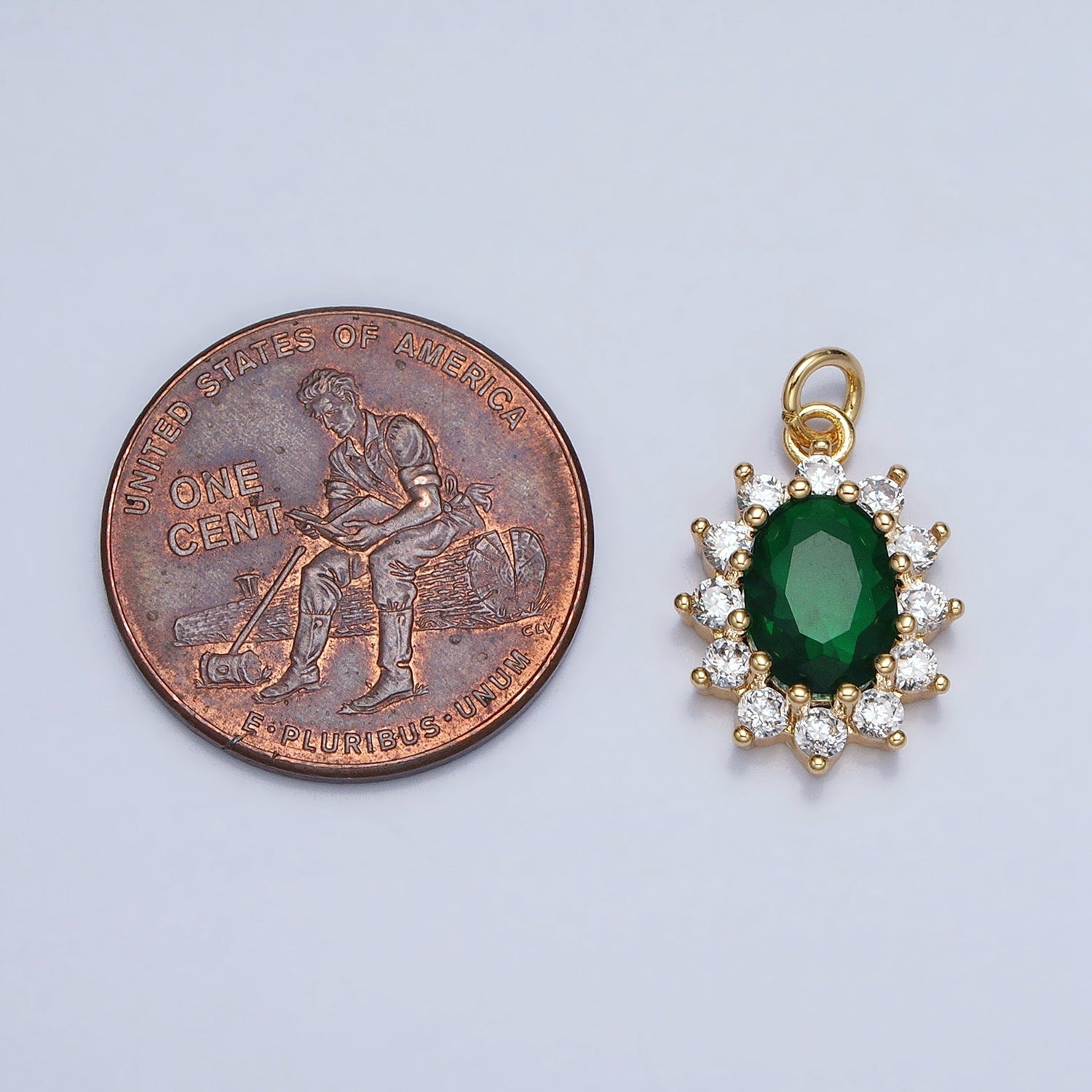 16K Gold plated Emerald Green Oval Celestial Sun Star Add-On Charm in Gold & Silver | AC962 AC963