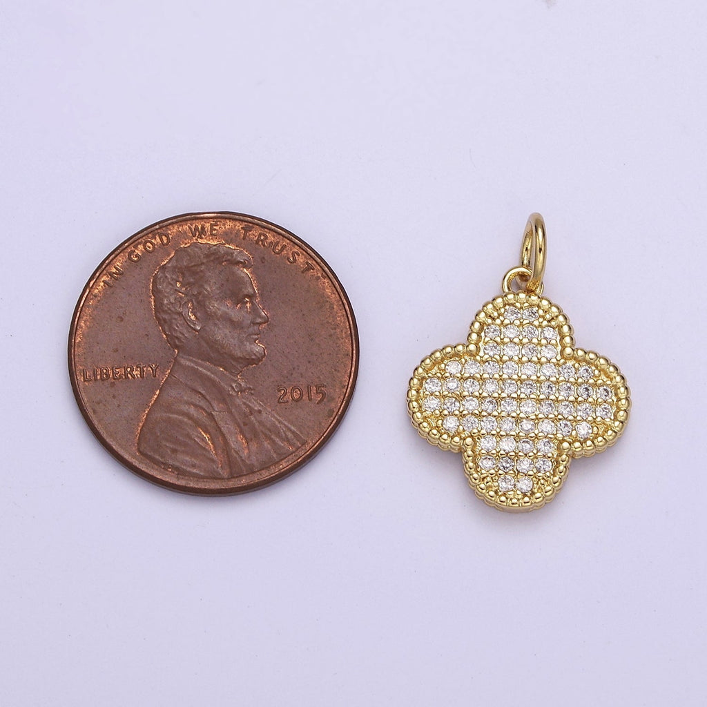 Dainty Gold clover charm, Silver clover pendants Lucky gold Pendant 14k Gold plated Charm E-708 E-709