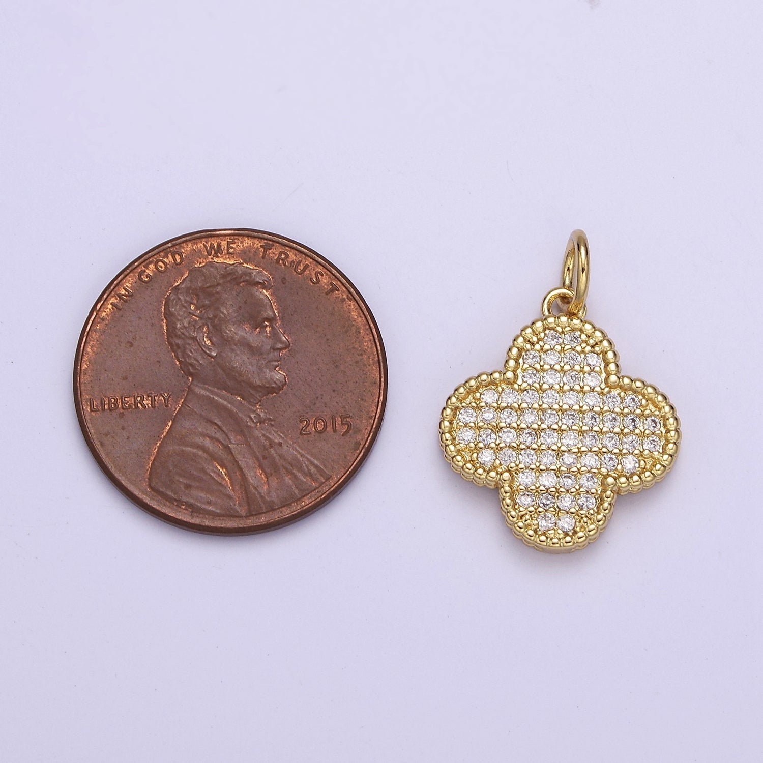 Dainty Gold clover charm, Silver clover pendants Lucky gold Pendant 14k Gold plated Charm E-708 E-709