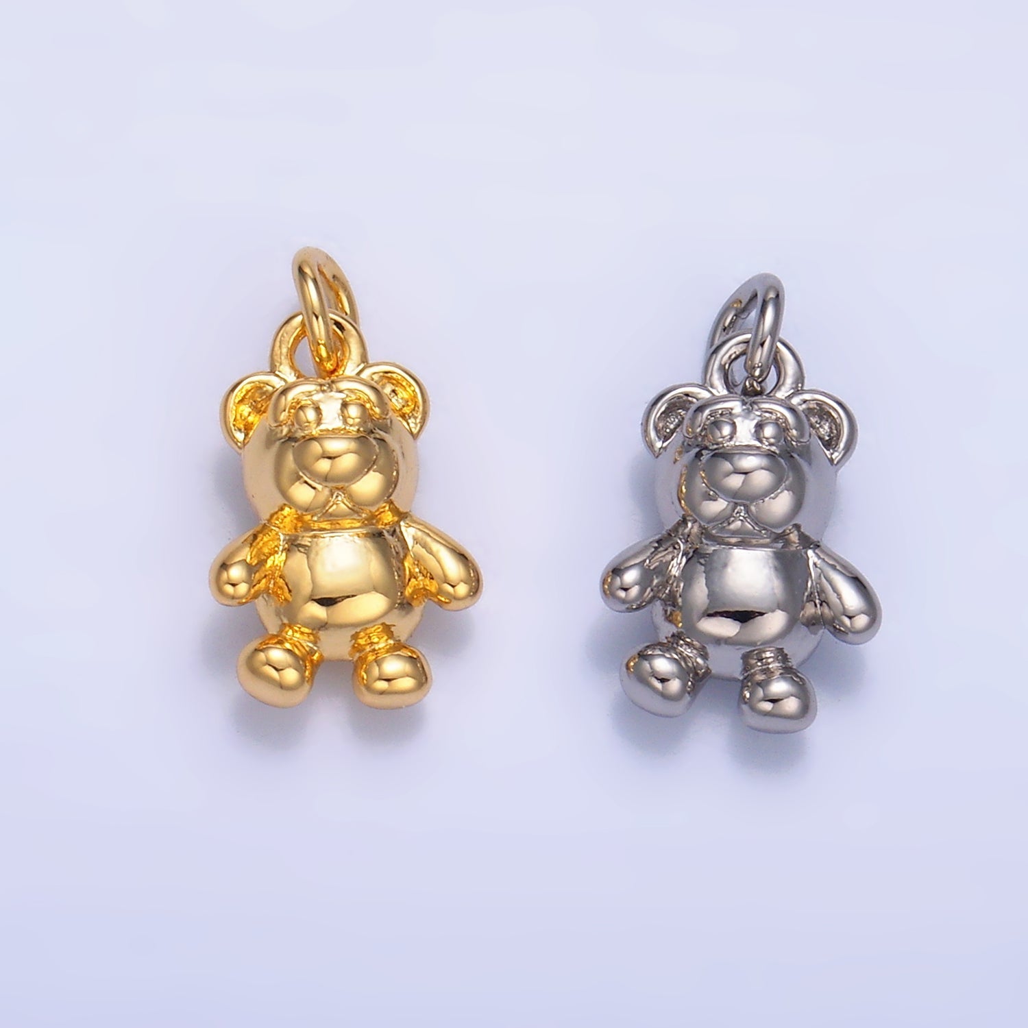 24K Gold plated Teddy Bear Animal Multidimensional 3D Charm in Gold & Silver | W797