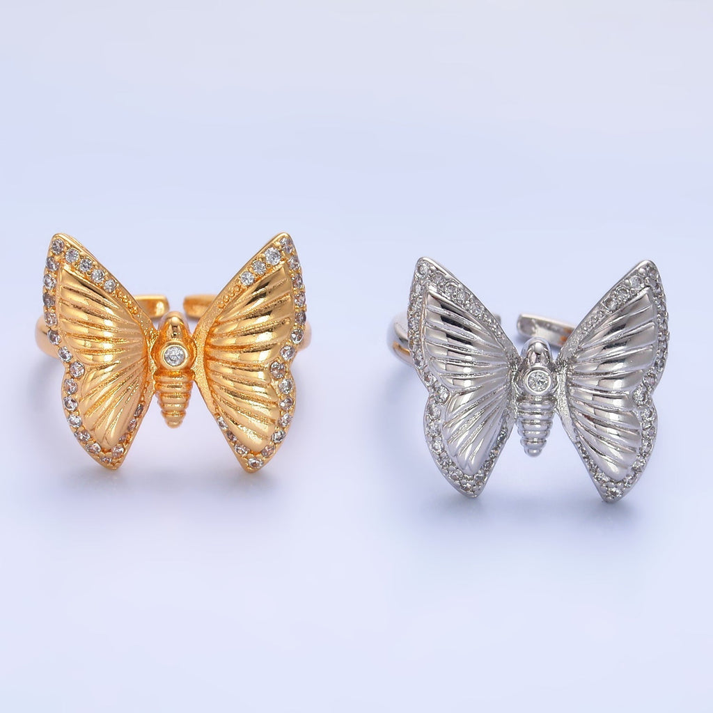 16K Gold plated CZ Butterfly Adjustable Ring | O302 & O303