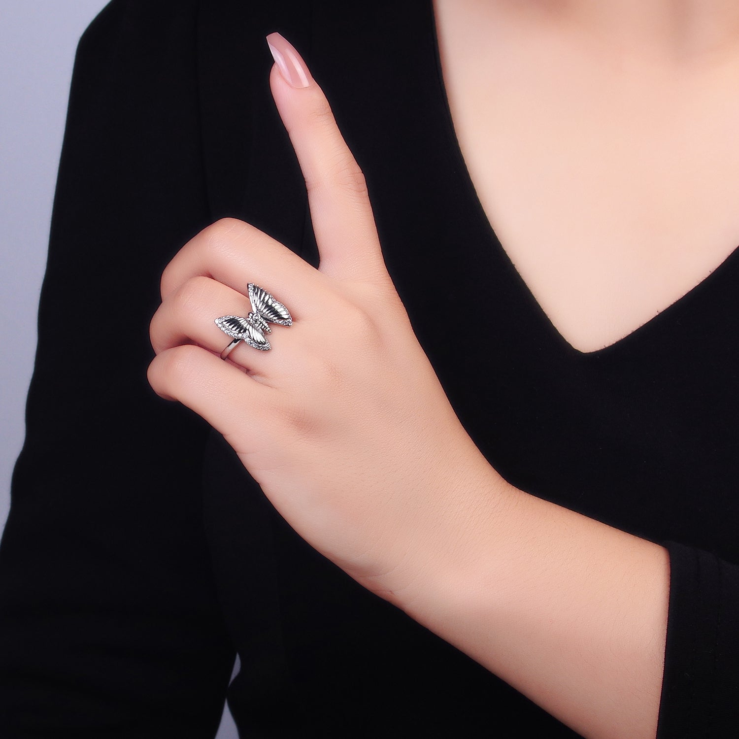 16K Gold plated CZ Butterfly Adjustable Ring | O302 & O303