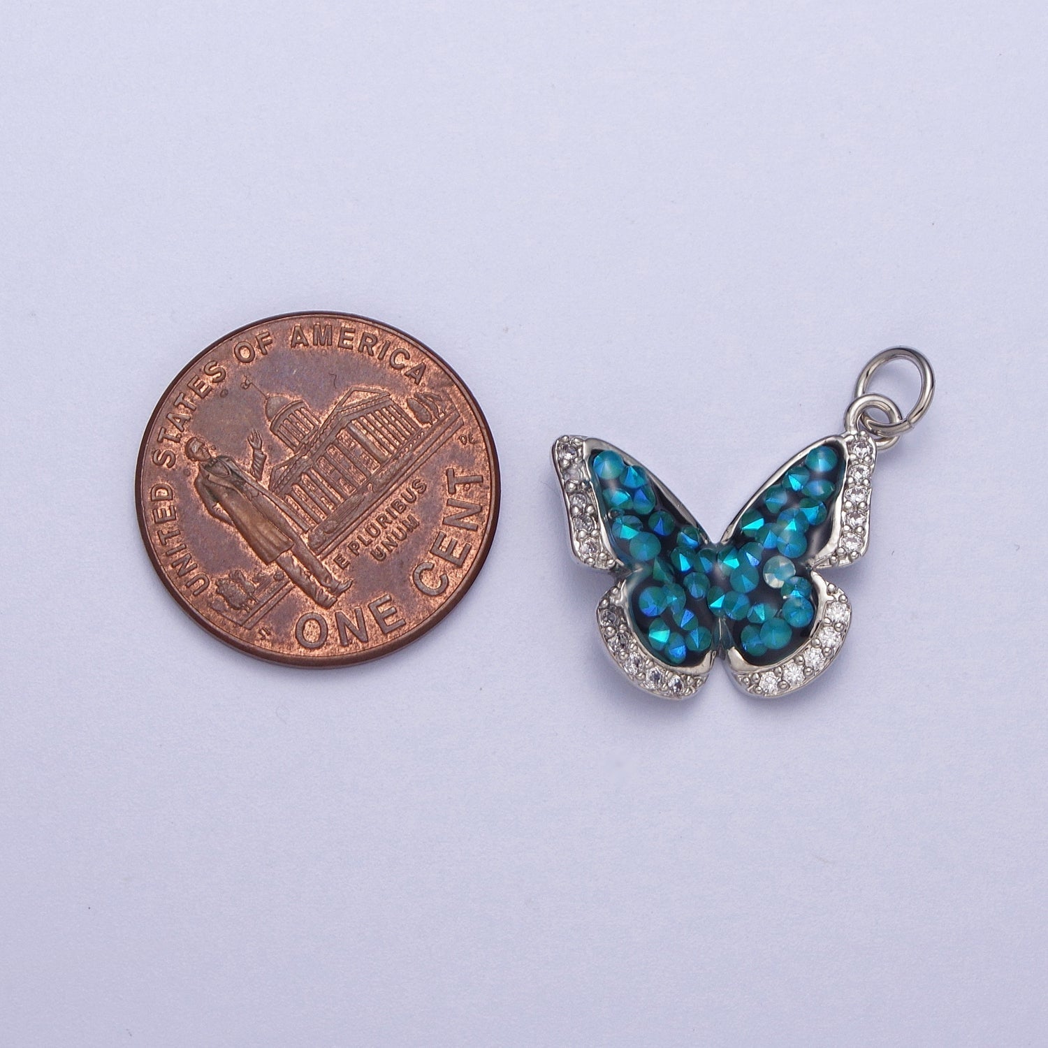 14K Gold plated Green, Pink, Purple, Blue AB Micro Paved CZ Monarch Butterfly Charm in Gold & Silver | W77 - W780
