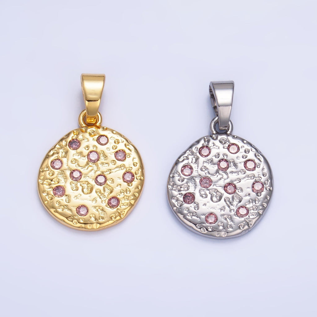 24K Gold plated Pink CZ Cookie Food Pendant in Gold & Silver | AA1428