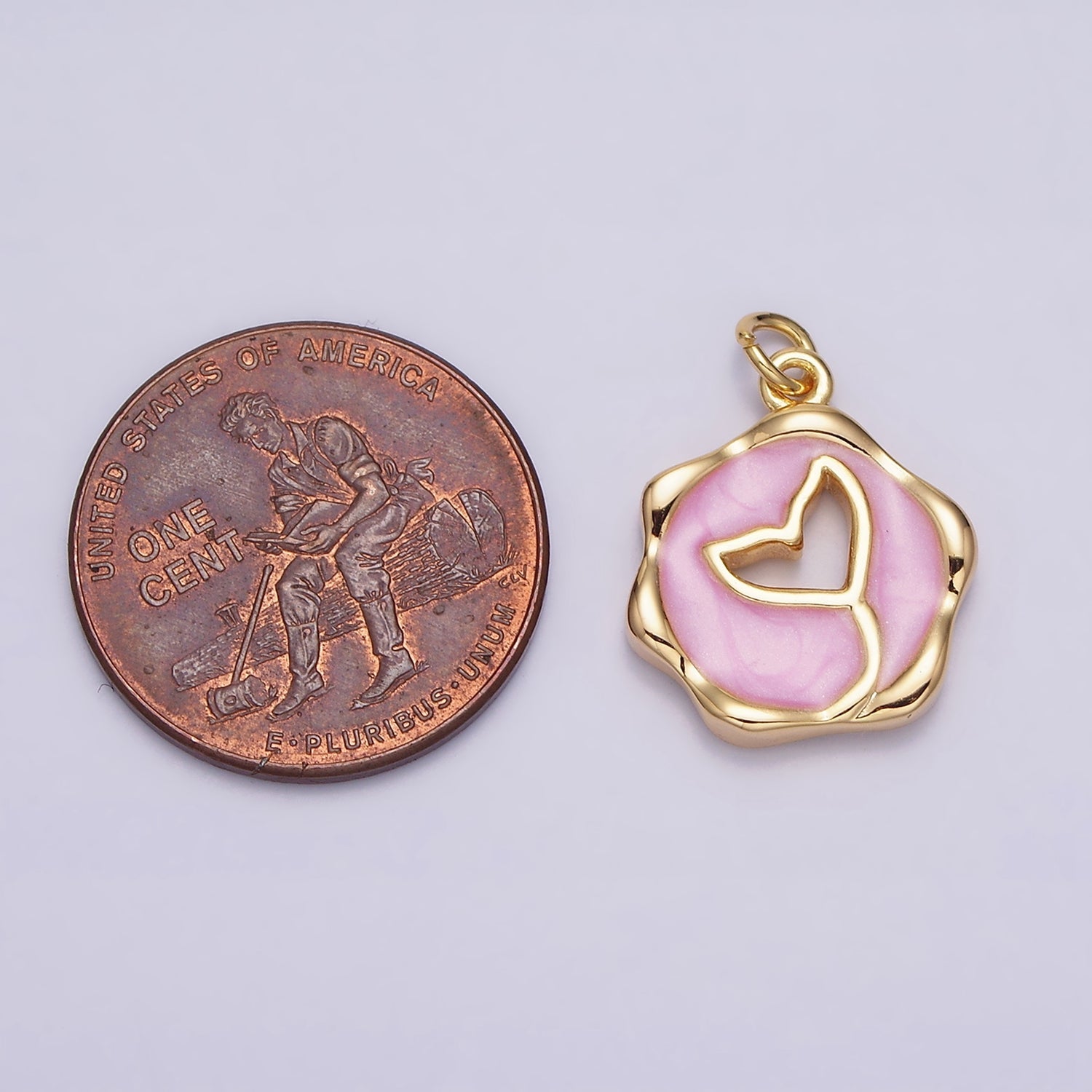 16K Gold plated White, Pink, Blue Ocean Whale Tail Glitter Enamel Stamped Round Charm in Gold & Silver | AC1093 - AC1098