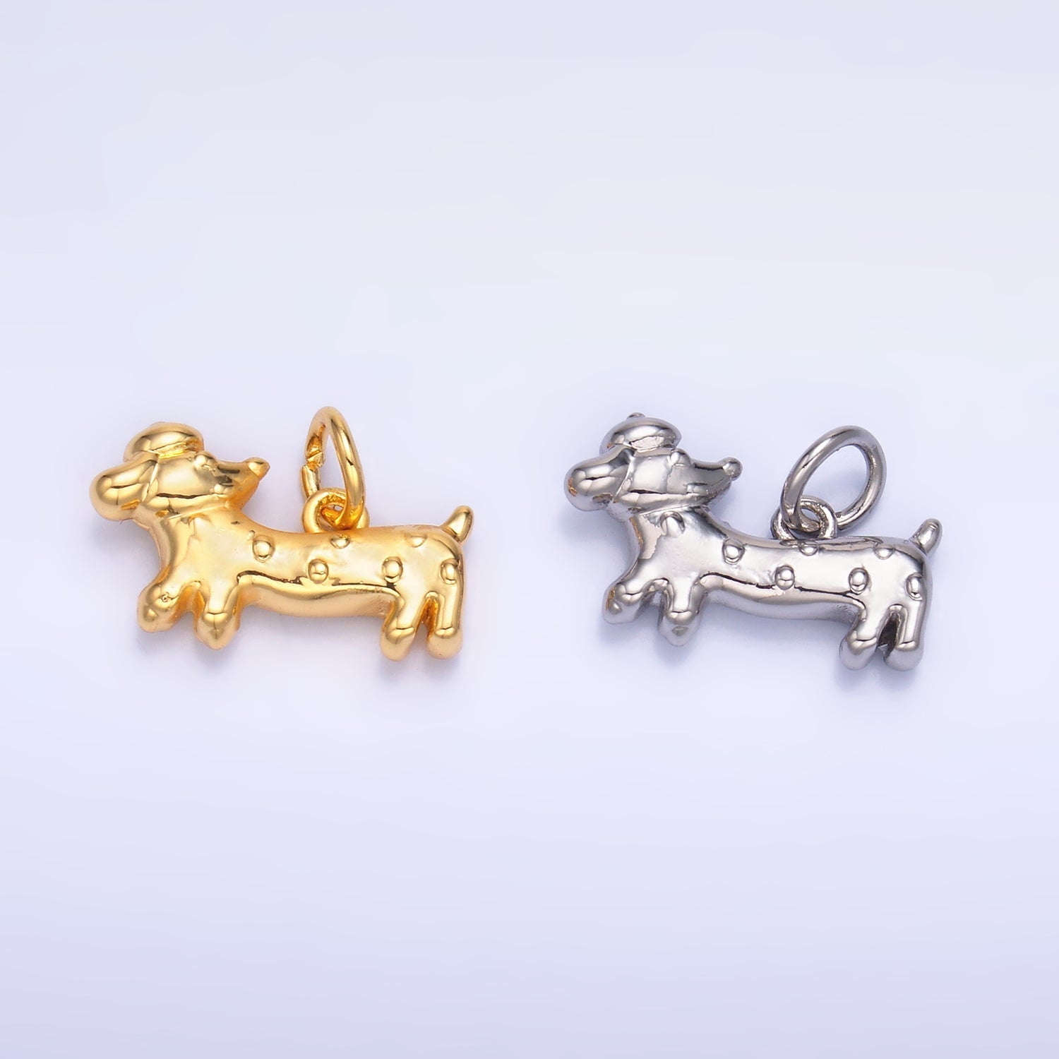 24K Gold plated Weiner Dachshund Dog Charm in Gold & Silver | W876