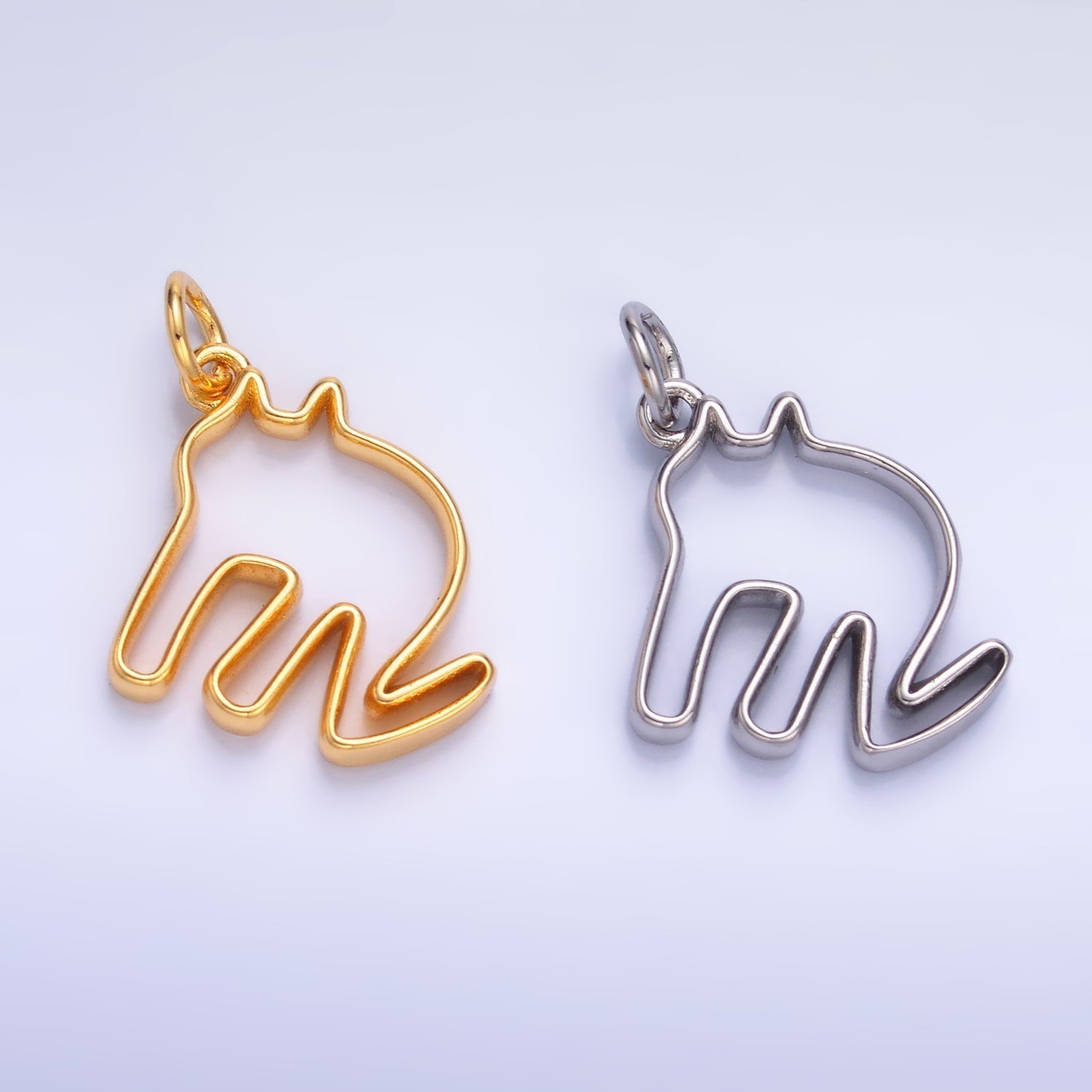 24K Gold plated Minimalist Cat Outline Charm in Gold & Silver | M622