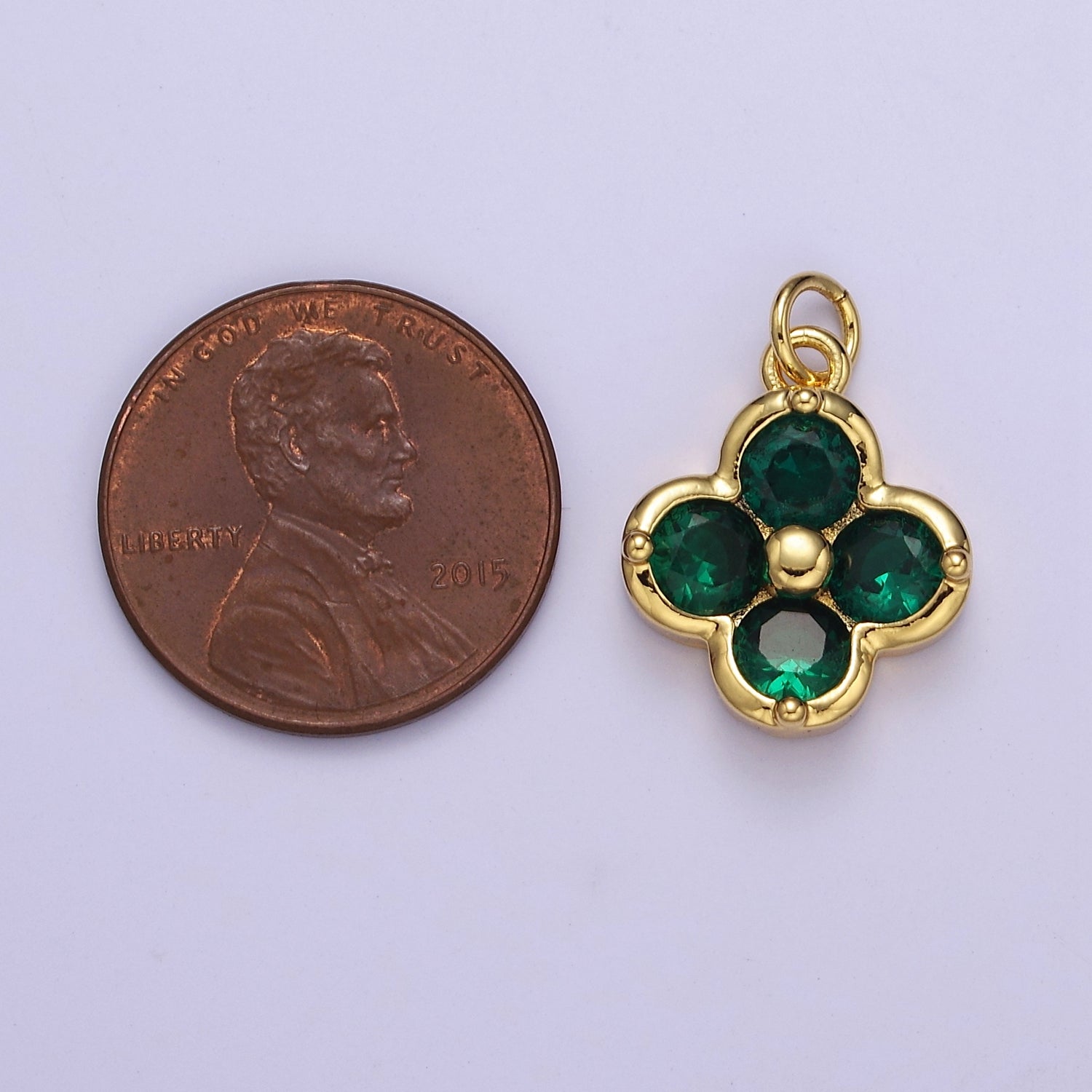 Mini Clover Charm Clear Pink Green CZ Lucky Charm E-768 E-769 E-770 - DLUXCA