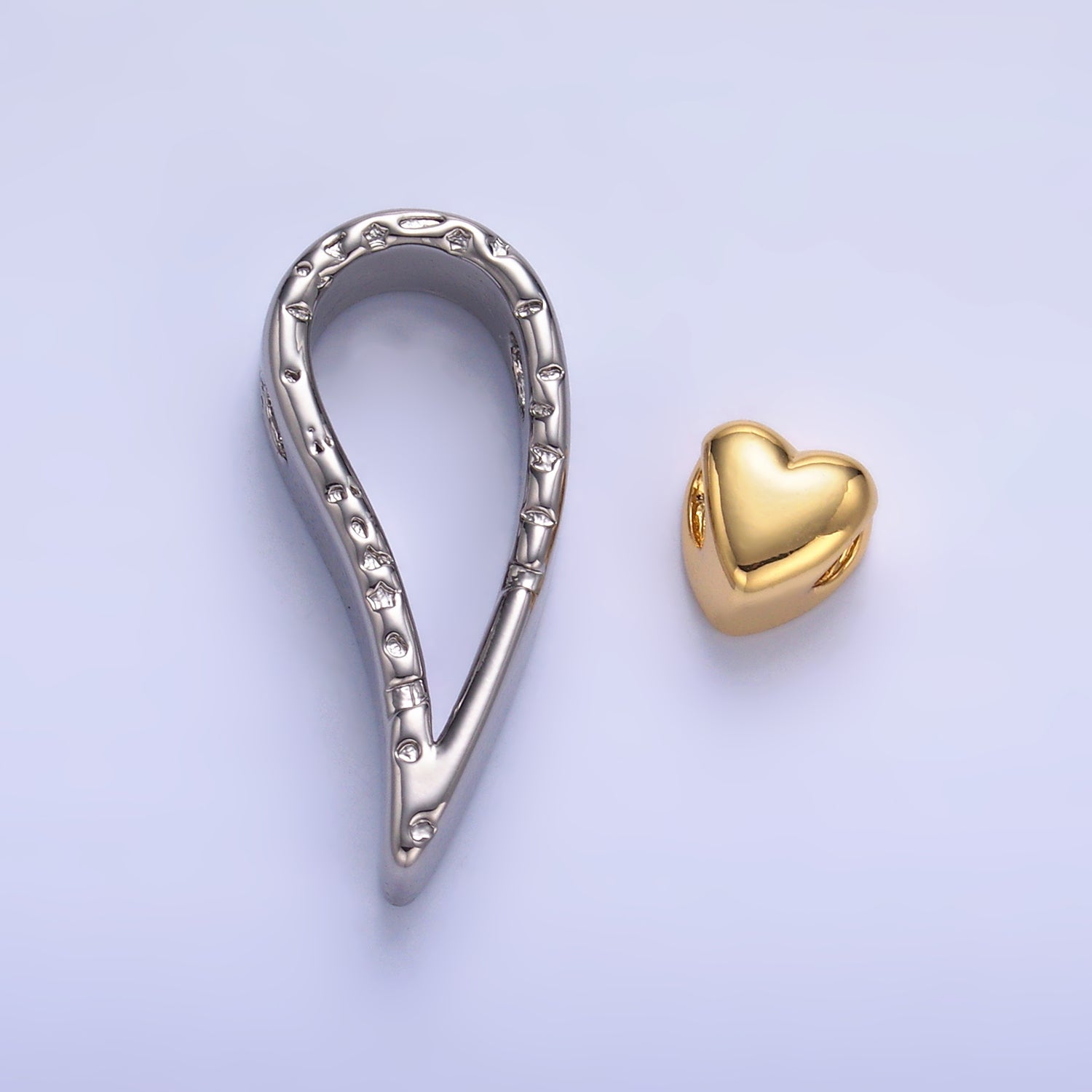 24K Gold plated Heart Geometric Teardrop Mixed Metal Slide Charm Set | W825