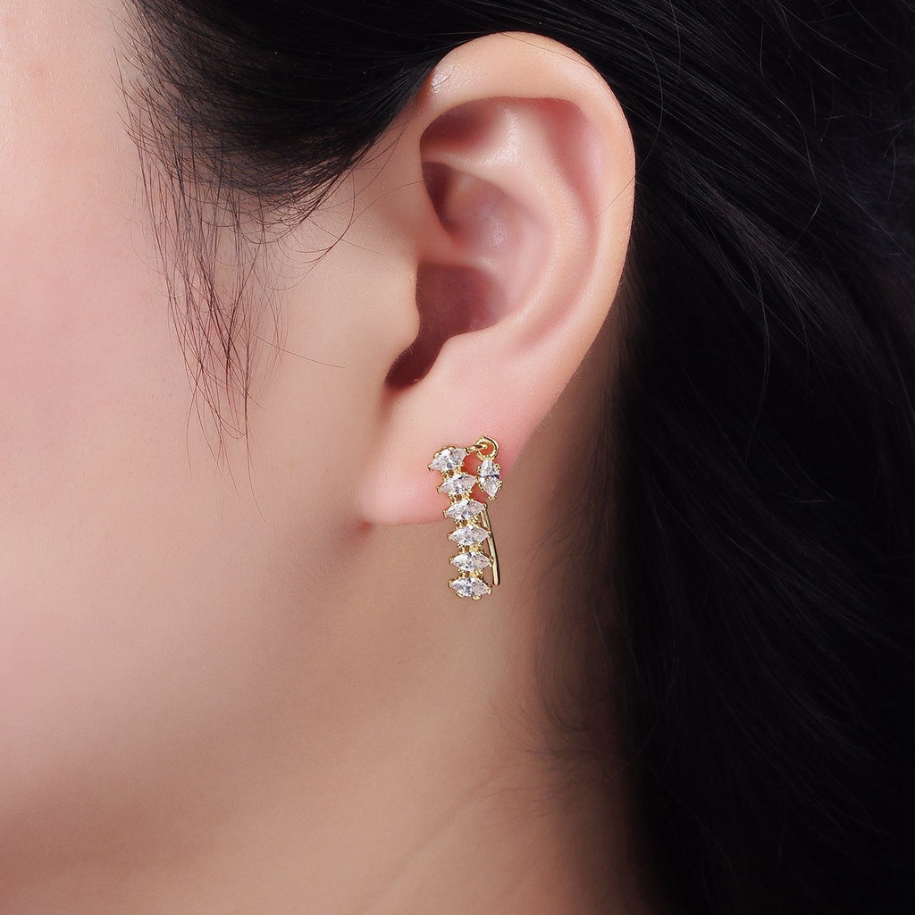 ALI sent sample - 14K Gold plated Cz Marquise Earring Hooks Set 1 pair | AE-482