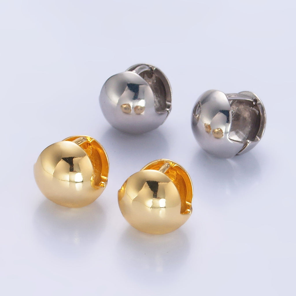 24K Gold plated Minimalist Ball Round Cartilage Huggie Earrings in Gold & Silver | AB547 AB1047