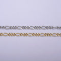 24K Gold plated Gold Silver Figaro Unfinished Chain, Dainty Figaro Wholesale Chain by Yard For Jewelry Making Supply Component | ROLL-631, ROLL-632 Clearance Pricing