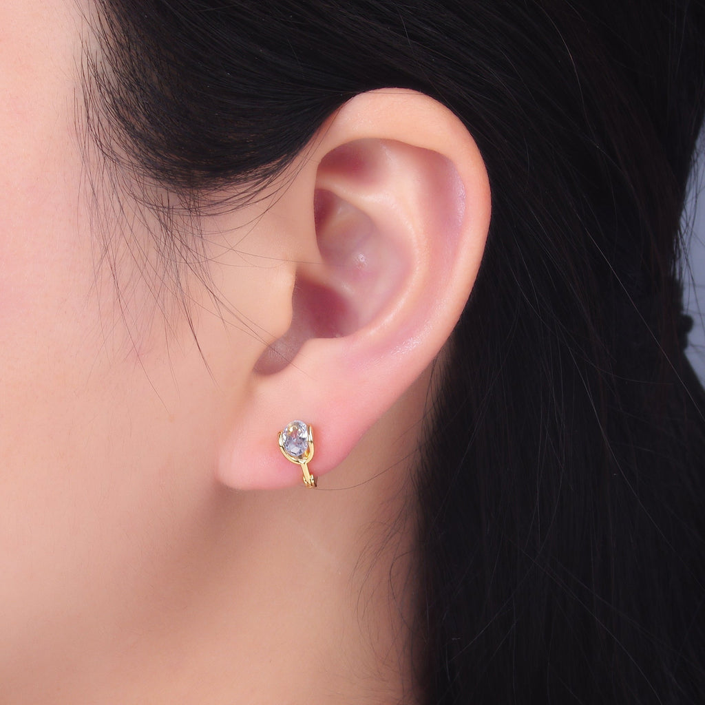 24K Gold plated 10mm Clear CZ Cartilage Huggie Earrings | AB982