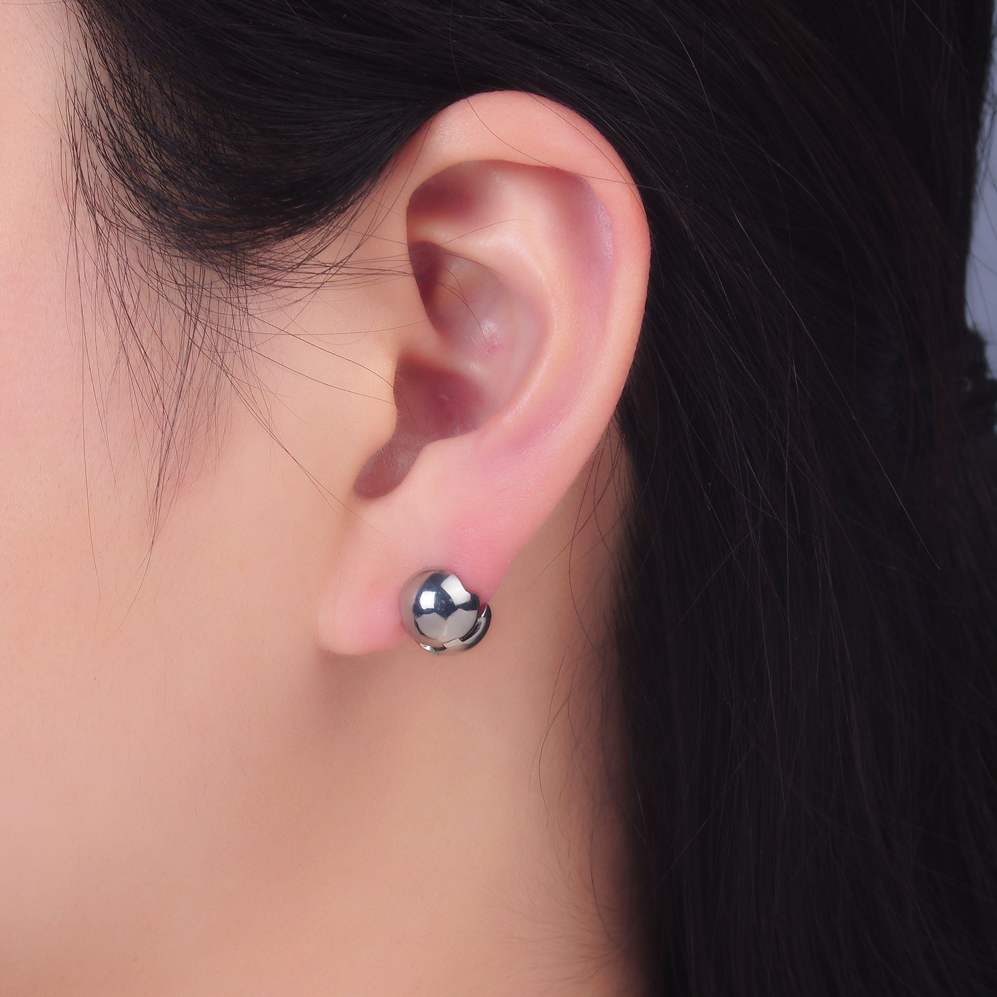 24K Gold plated Minimalist Ball Round Cartilage Huggie Earrings in Gold & Silver | AB547 AB1047