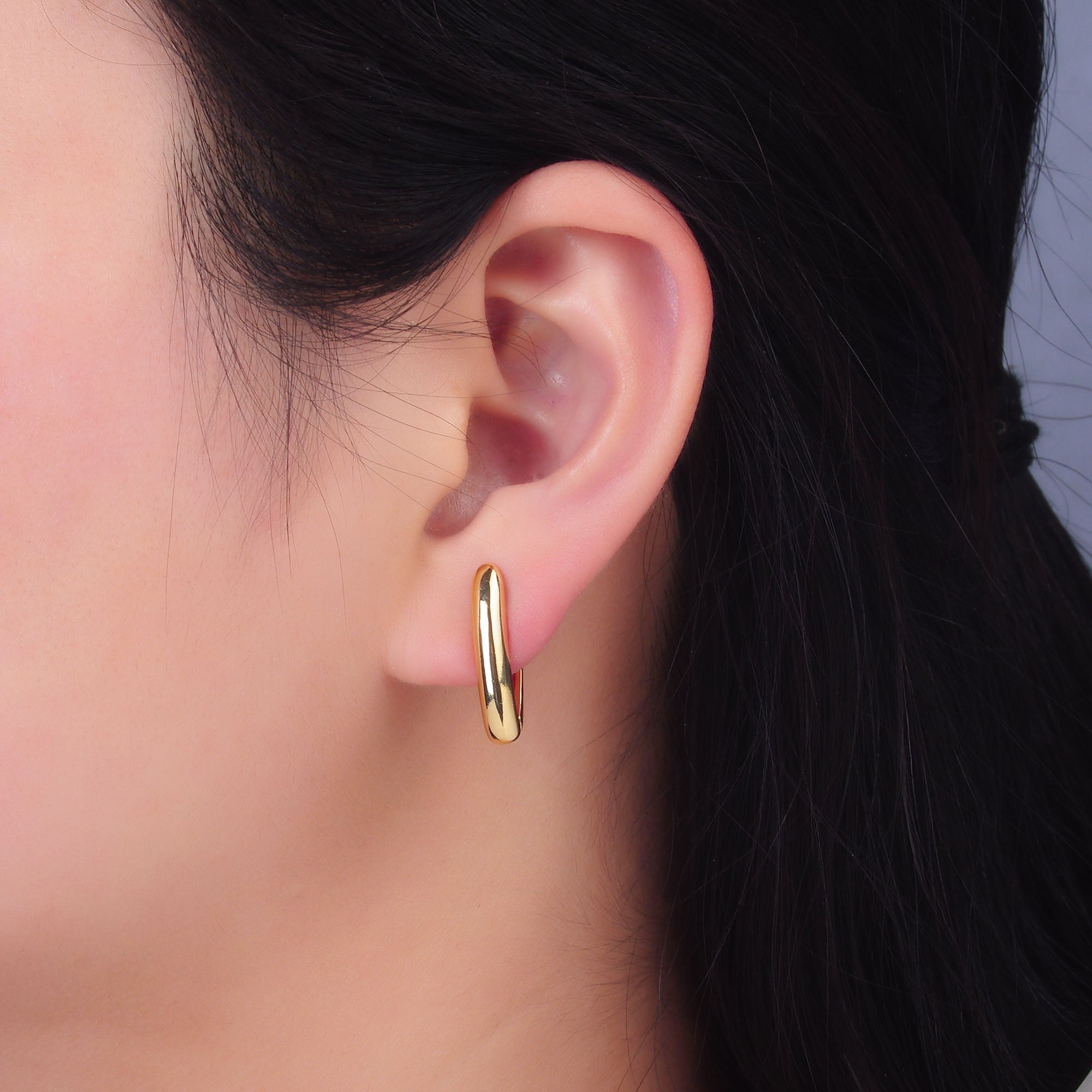 24K Gold plated Minimalist V-Shaped Hoop Earrings in Gold & Silver | AB681 AB682