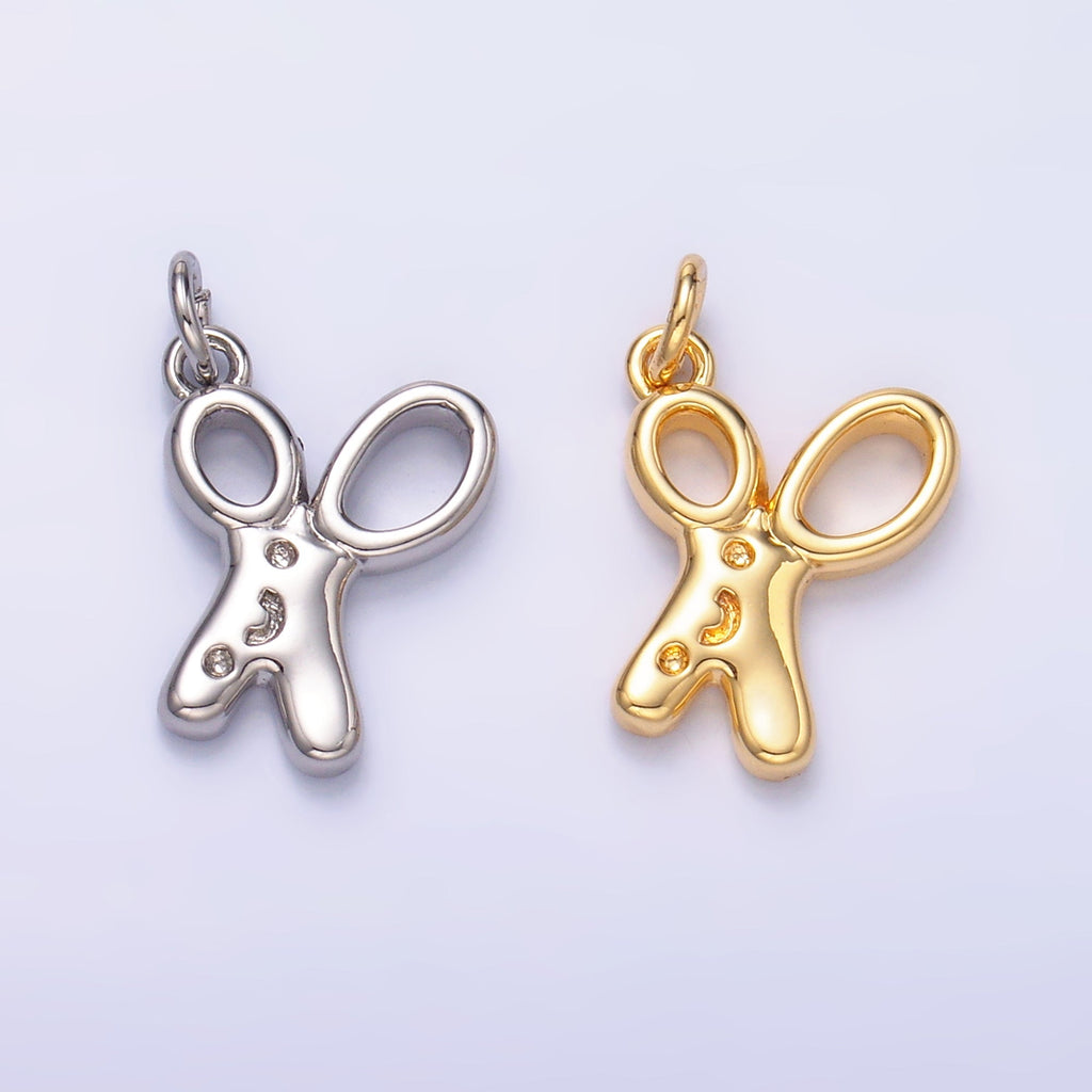 24K Gold plated Smiley Face Scissor Mini Charm in Gold & Silver | M707