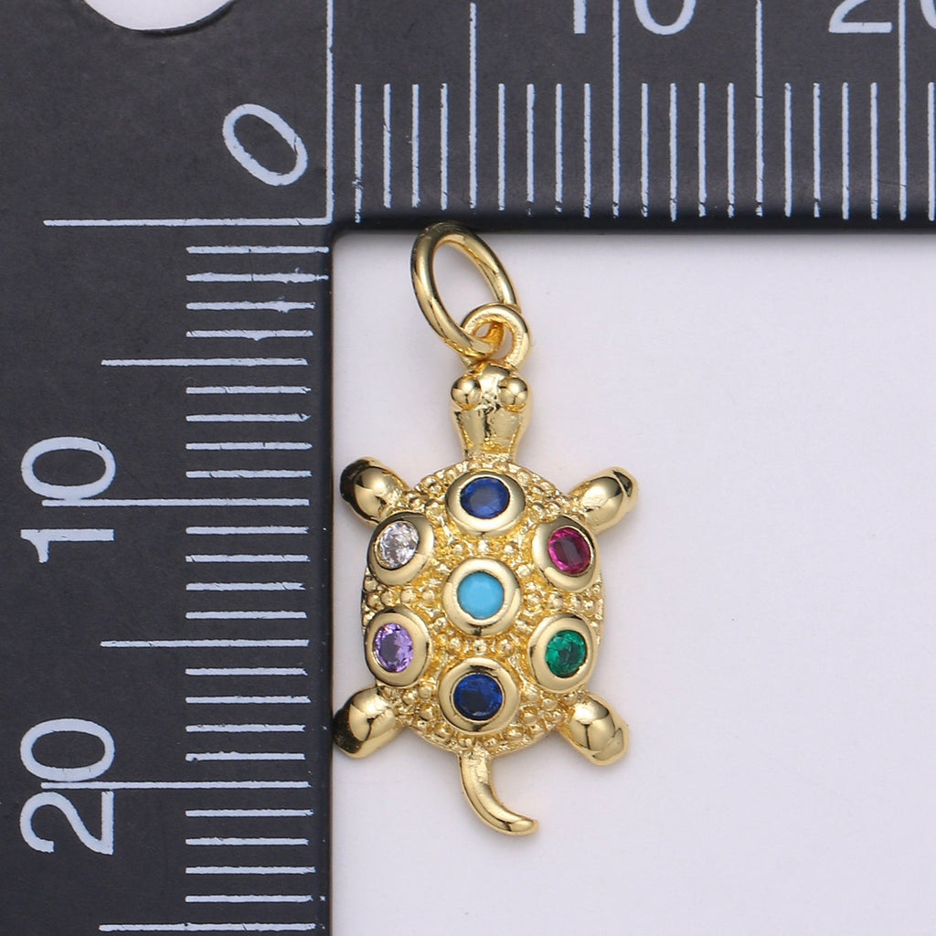 Gold Rainbow Turtle Charm - D802 - DLUXCA
