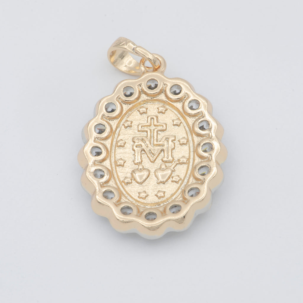 Gold plated Holy Mary Oval Pendants - H728 - DLUXCA