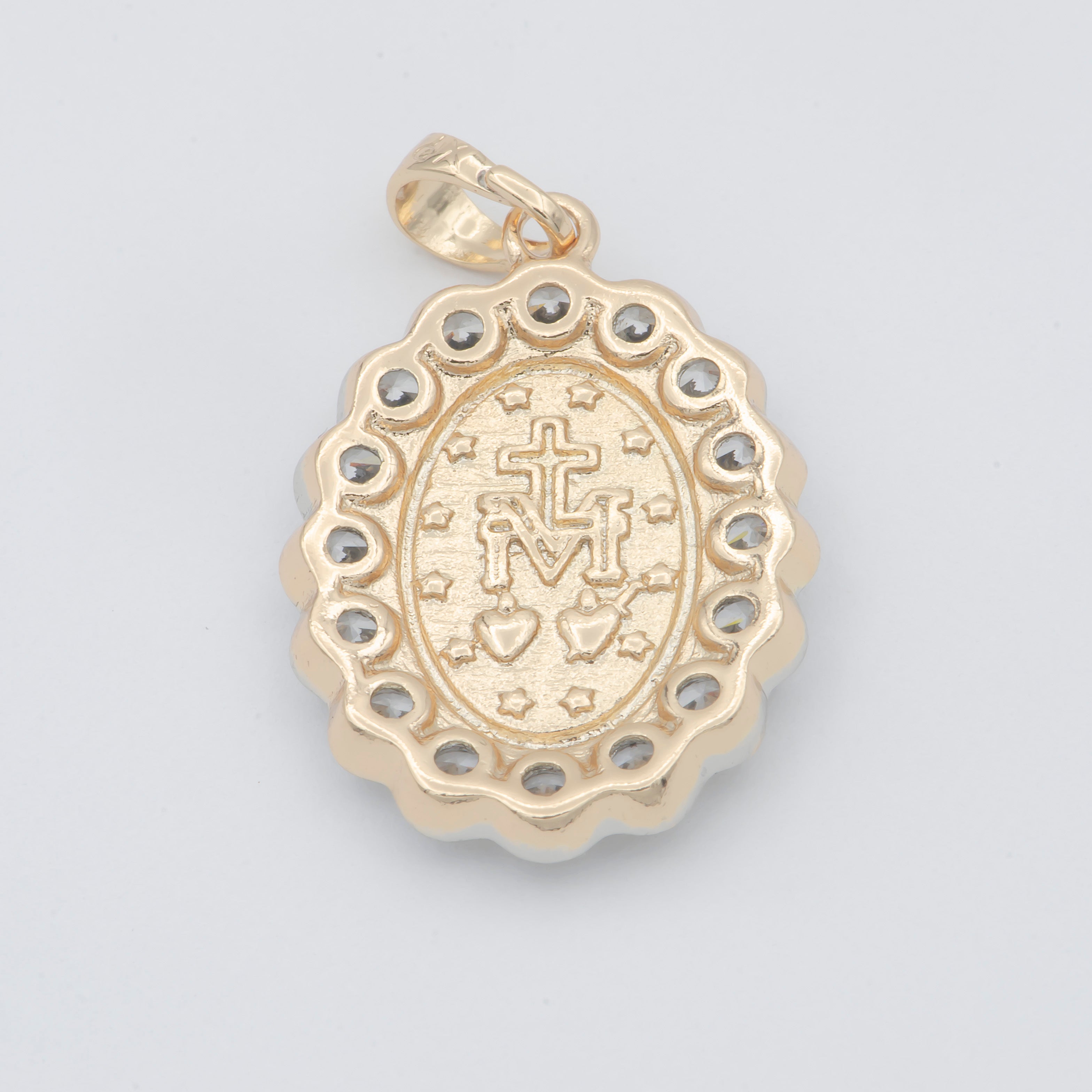 Gold plated Holy Mary Oval Pendants - H728 - DLUXCA