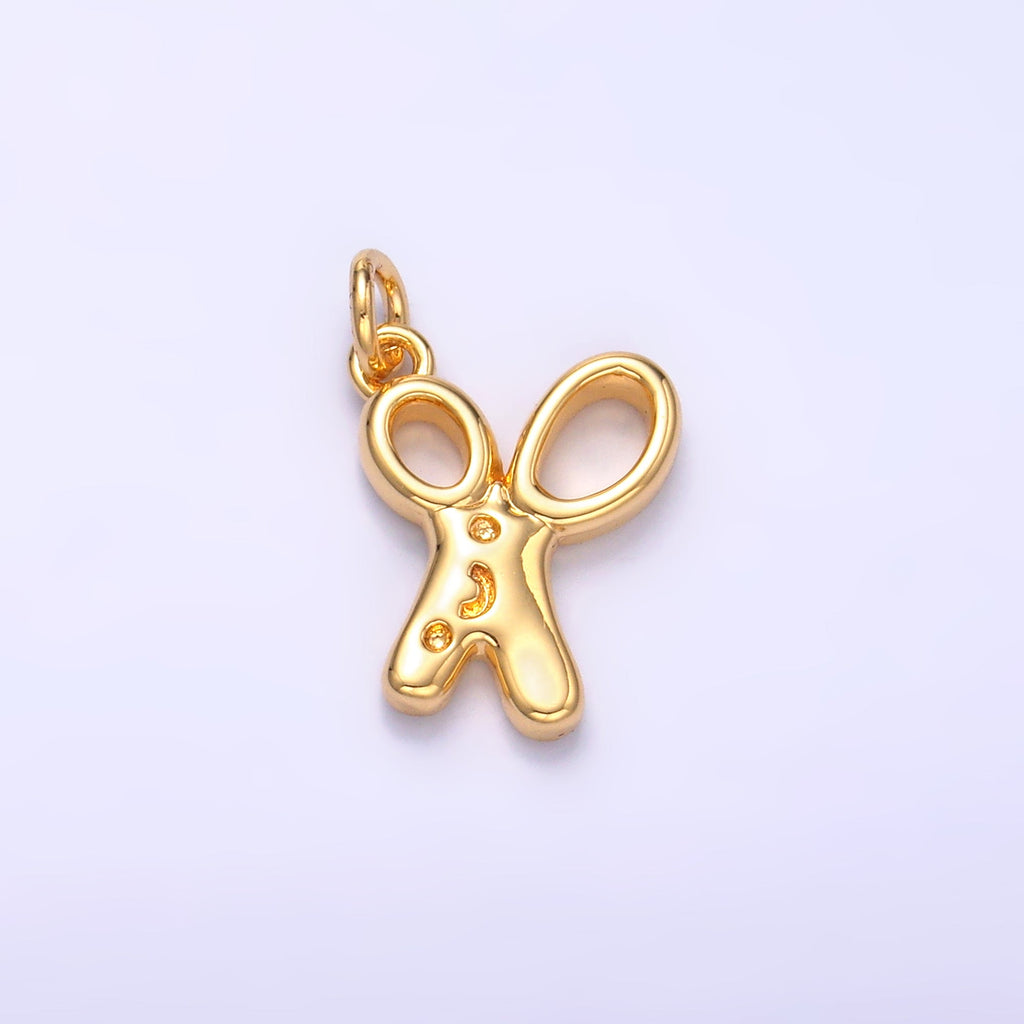 24K Gold plated Smiley Face Scissor Mini Charm in Gold & Silver | M707