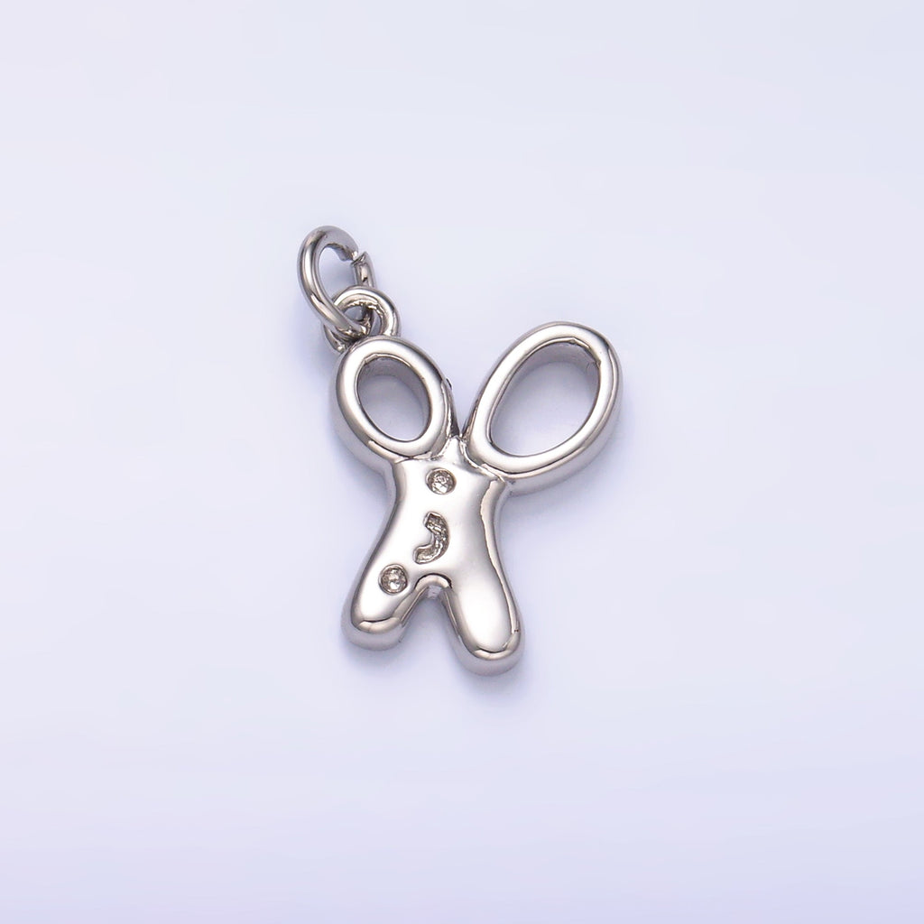 24K Gold plated Smiley Face Scissor Mini Charm in Gold & Silver | M707