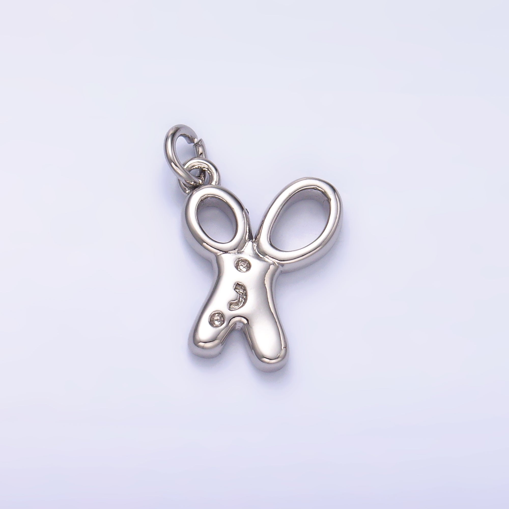 24K Gold plated Smiley Face Scissor Mini Charm in Gold & Silver | M707