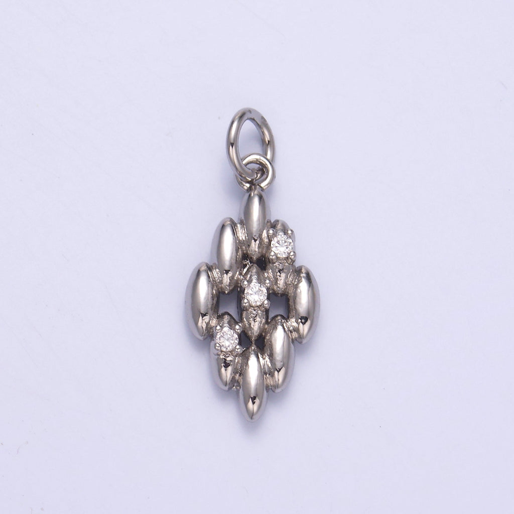24K Gold plated Geometric Sphere Quilted Charm in Gold & Silver | N005
