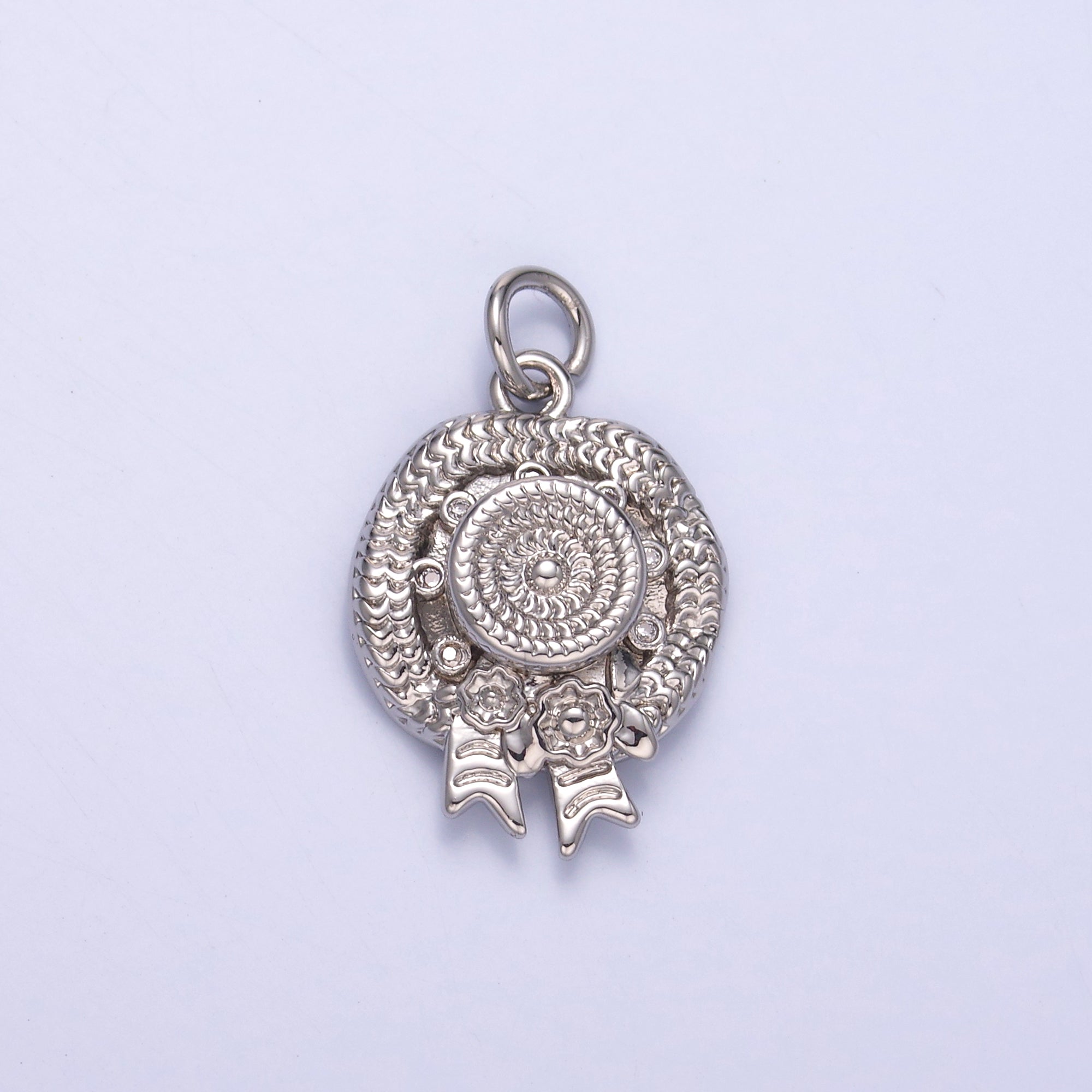 24K Gold plated Clear CZ Flower Woven Beach Hat Charm in Gold & Silver | N015