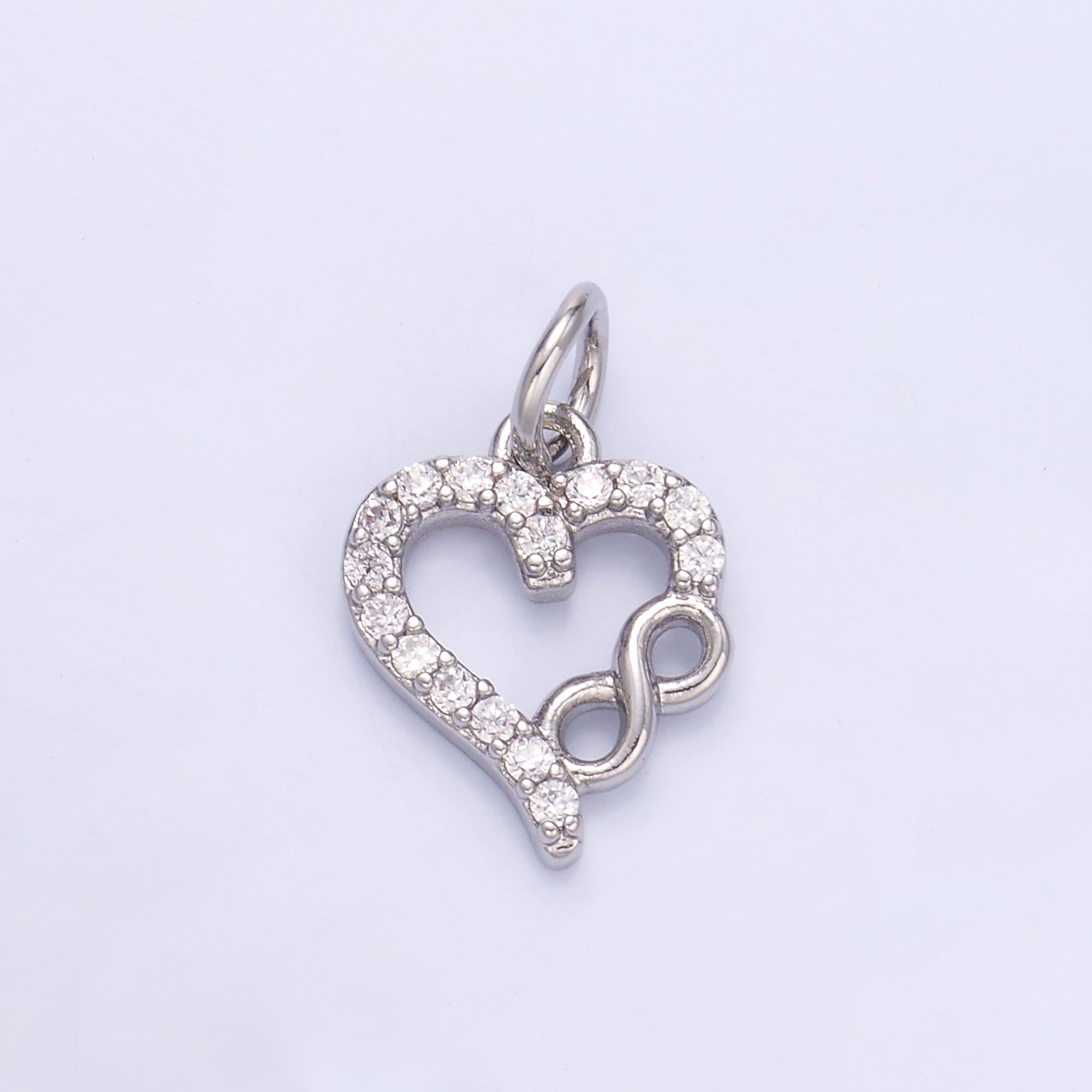 24K Gold plated Micro Paved CZ Infinite Heart Charm in Gold & Silver | N023