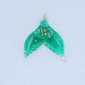 24K Gold plated 34.5mm Green Gold-Fleck Mermaid Whale Fish Tail Acrylic Charm | N067