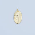 24K Gold plated Lined Geometric Oval Charm | N076