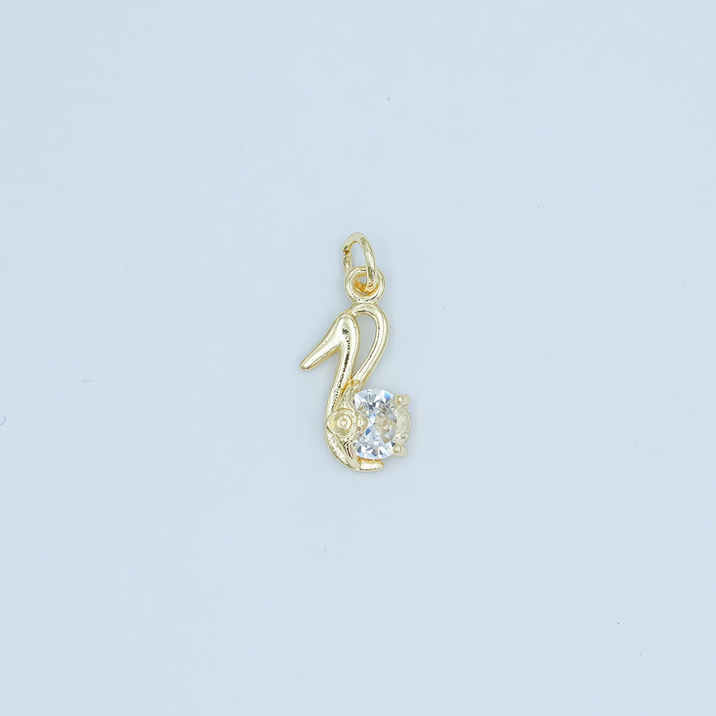 24K Gold plated Clear CZ High Heels Shoes Charm | N089