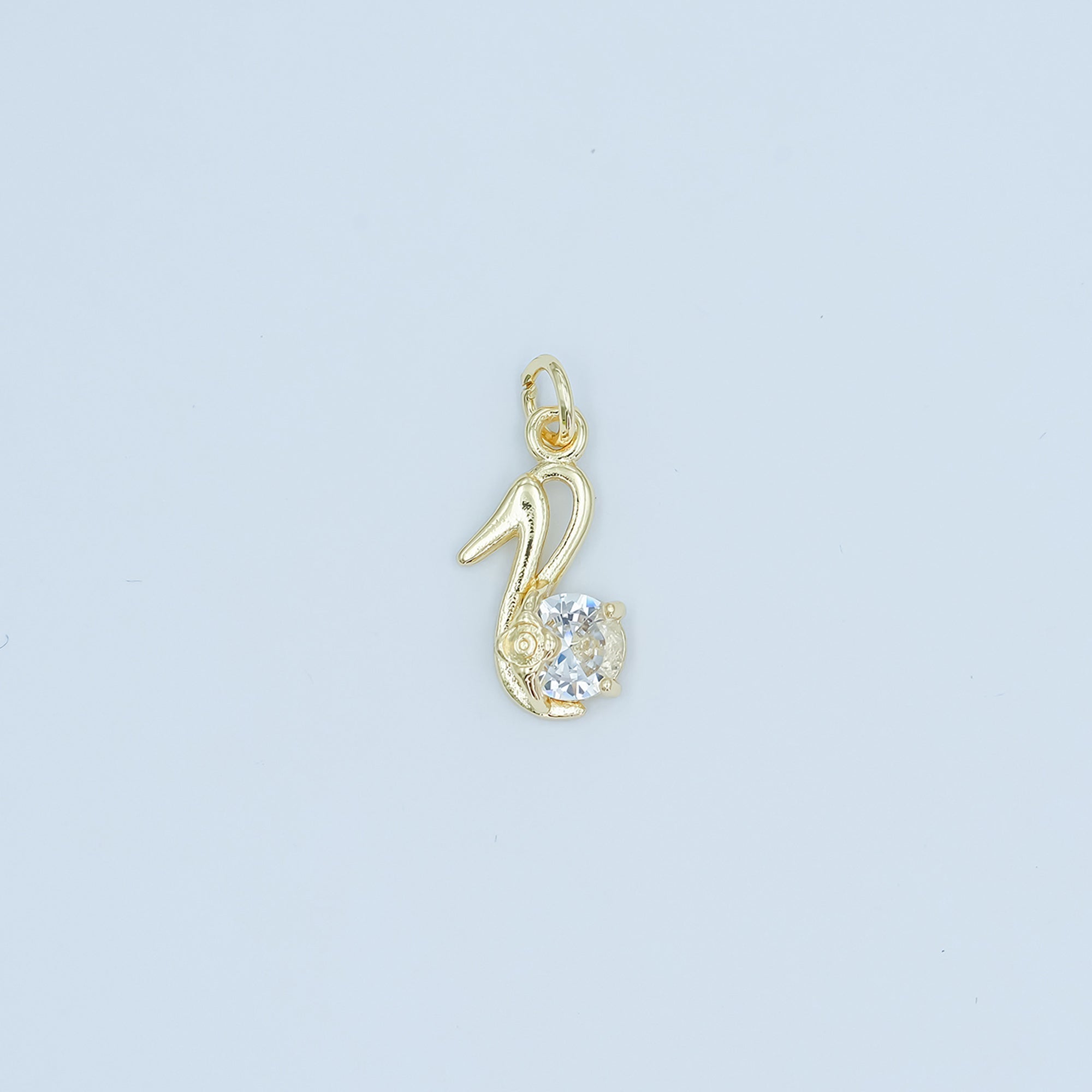 24K Gold plated Clear CZ High Heels Shoes Charm | N089