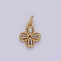 14K Gold plated Clear Baguette Open Beaded Quatrefoil Clover Mini Add-On Charm in Gold & Silver | N1093 N1138