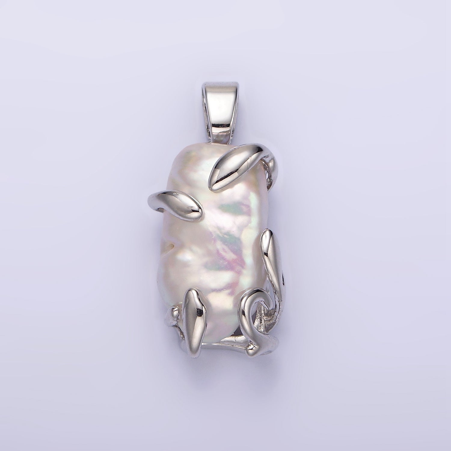 24K Gold plated 26mm White Baroque Freshwater Pearl Molten Drip Pendant in Gold & Silver | N1292 N1293
