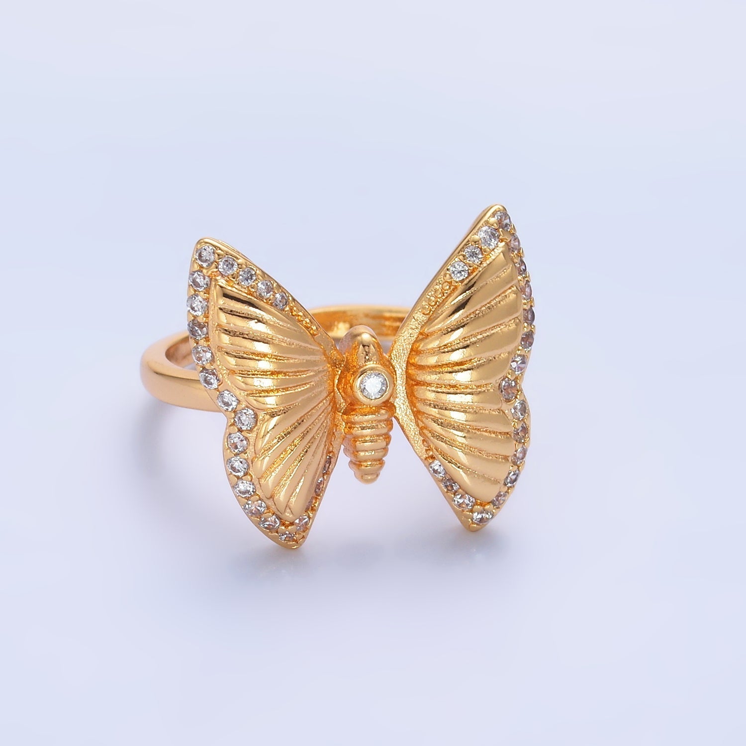 16K Gold plated CZ Butterfly Adjustable Ring | O302 & O303