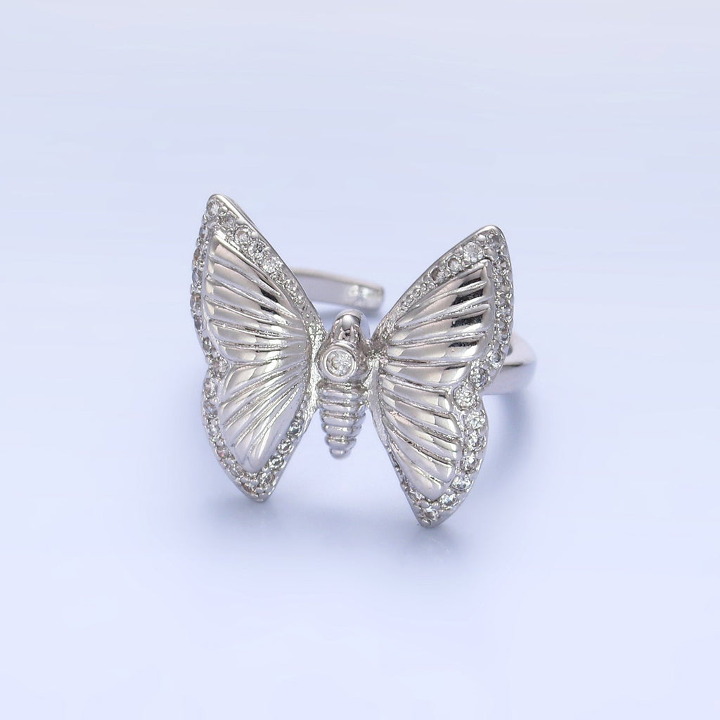 16K Gold plated CZ Butterfly Adjustable Ring | O302 & O303