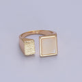 16K Gold plated Double Square Rectangular Textured Pearl Ring O-240
