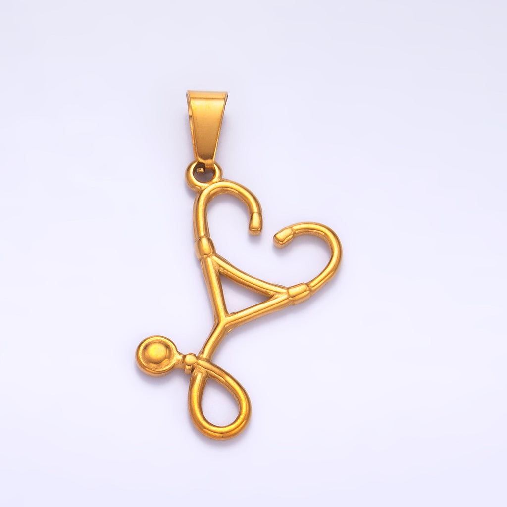 Stainless Steel Stethoscope Medical Heart Pendant | P864