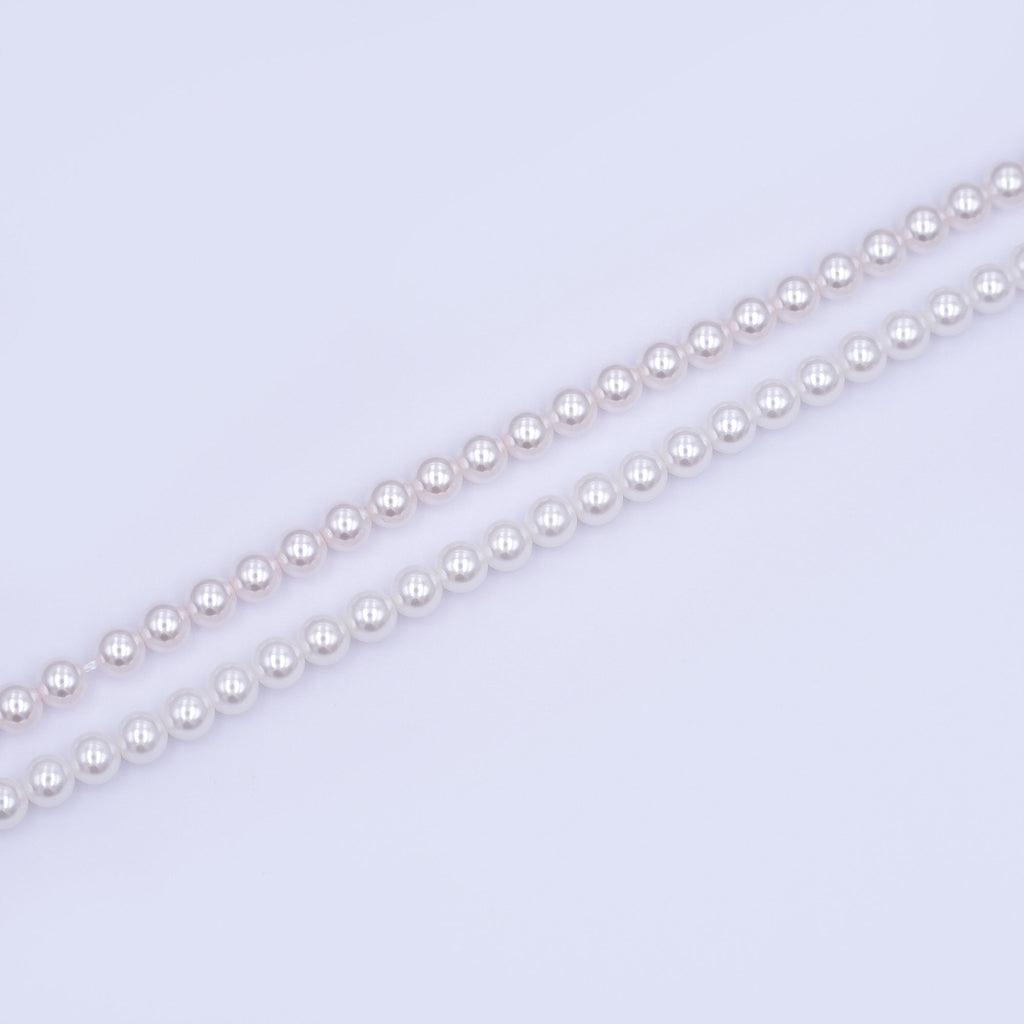 5mm White, Light Pink Round Shell Pearl Strand | WA-2988 WA-2994