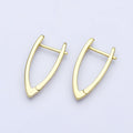 V-Shaped Ellipse Golden Huggies Earring, Plain Gold plated Oval Ellipse Geometric Daily Wear Earring Jewelry Q-227