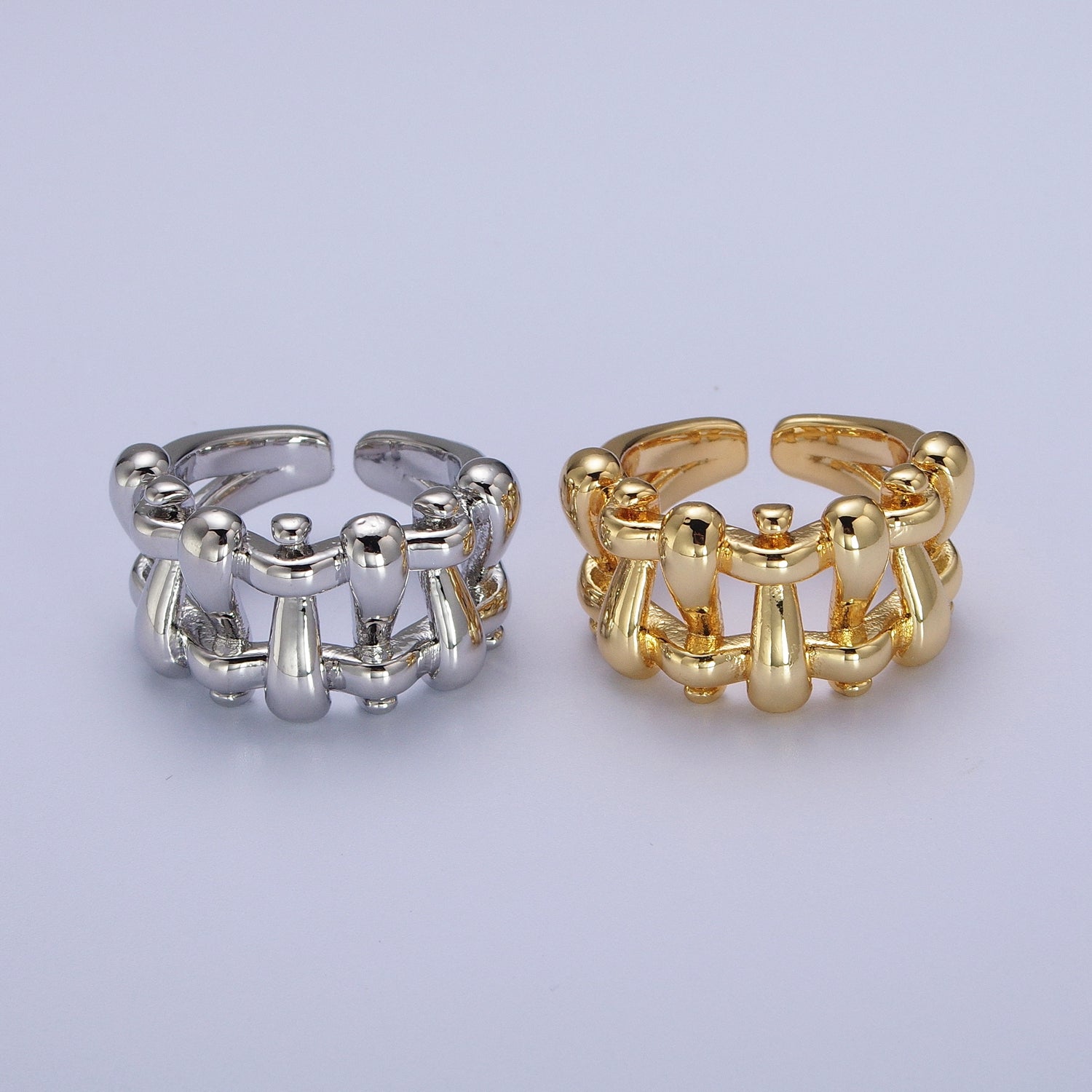 16K Gold plated Minimalist Gold, Silver Bubble Wide Geometric Rings | O089 O090