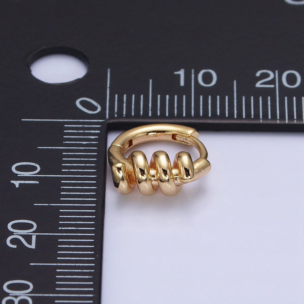16K Gold plated 13mm Triple Spiral Band Huggie Earrings in Gold & Silver | AD1096 AD1097
