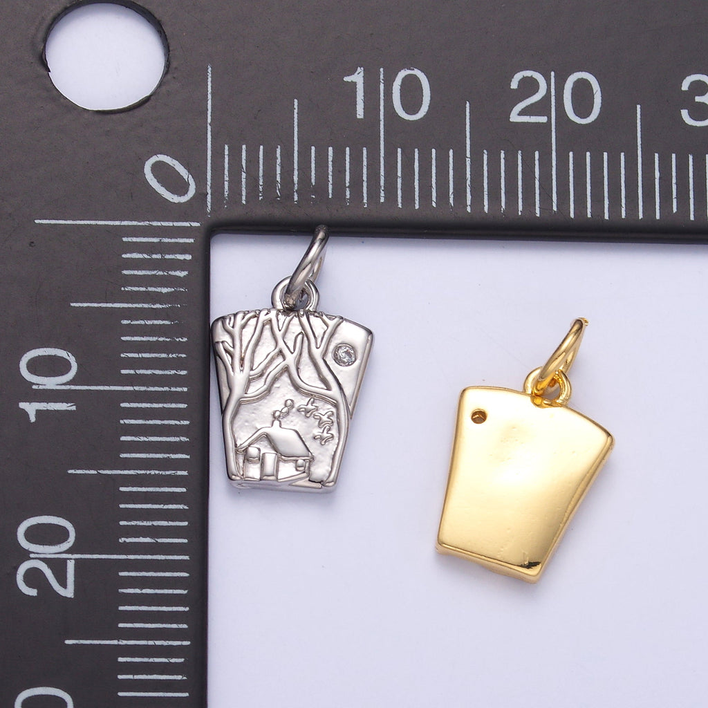 24K Gold plated Wooden Cabin House in Forest Charm in Gold & Silver | N009