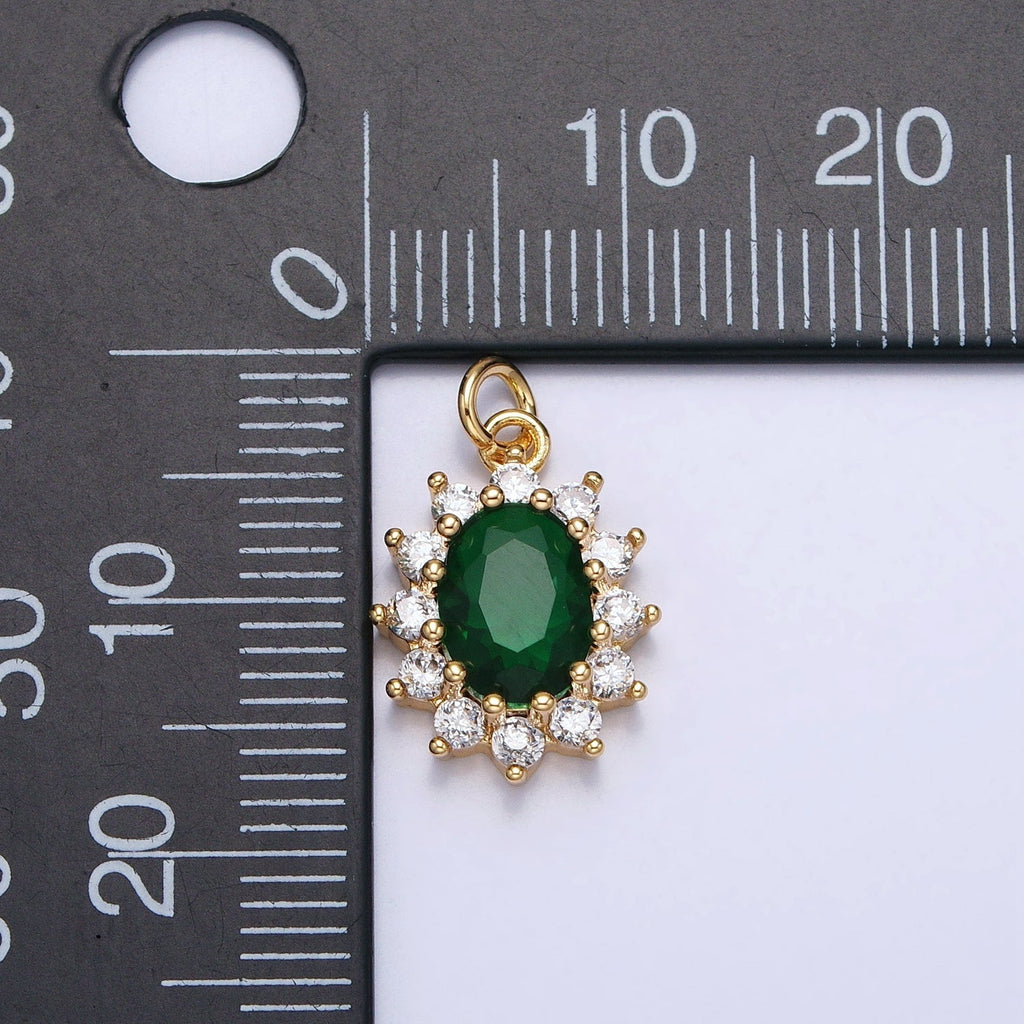 16K Gold plated Emerald Green Oval Celestial Sun Star Add-On Charm in Gold & Silver | AC962 AC963